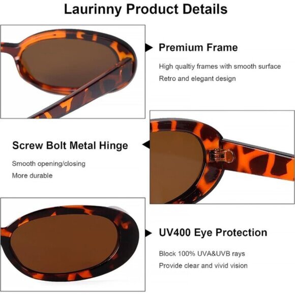 90s Sunglasses for Women Men Retro Oval Sunglasses Glasses - Picture 6 of 9